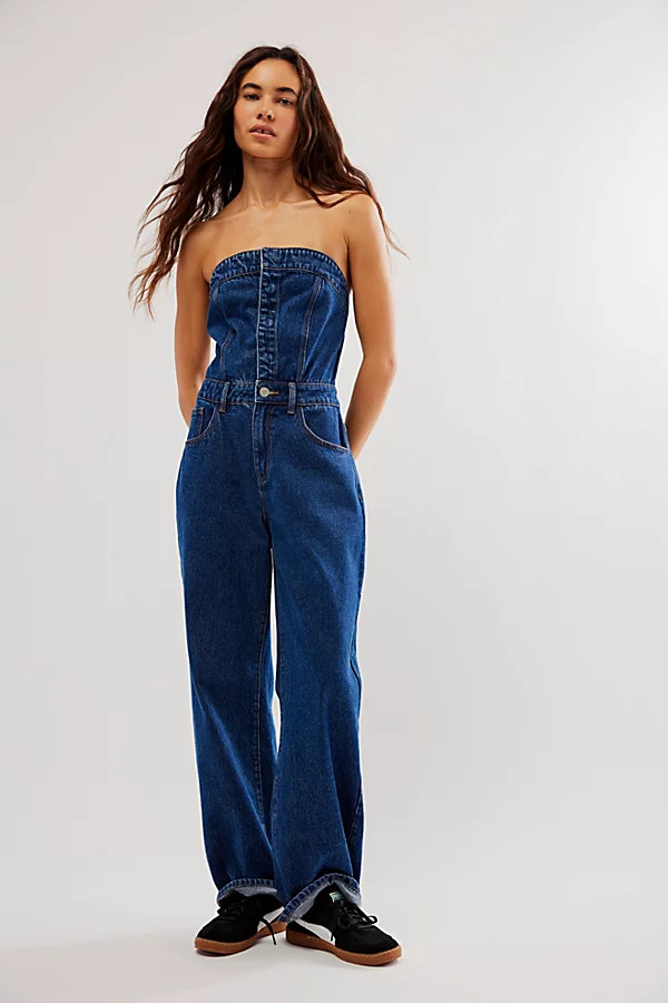 Strapless Denim Jumpsuit by Rare London at Free People, Blue, XS | Free People (Global - UK&FR Excluded)