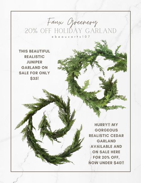 Get 20% off these gorgeous realistic garlands right now for under $40! No code needed, discount applied in cart! 

#LTKHoliday #LTKfindsunder50 #LTKsalealert