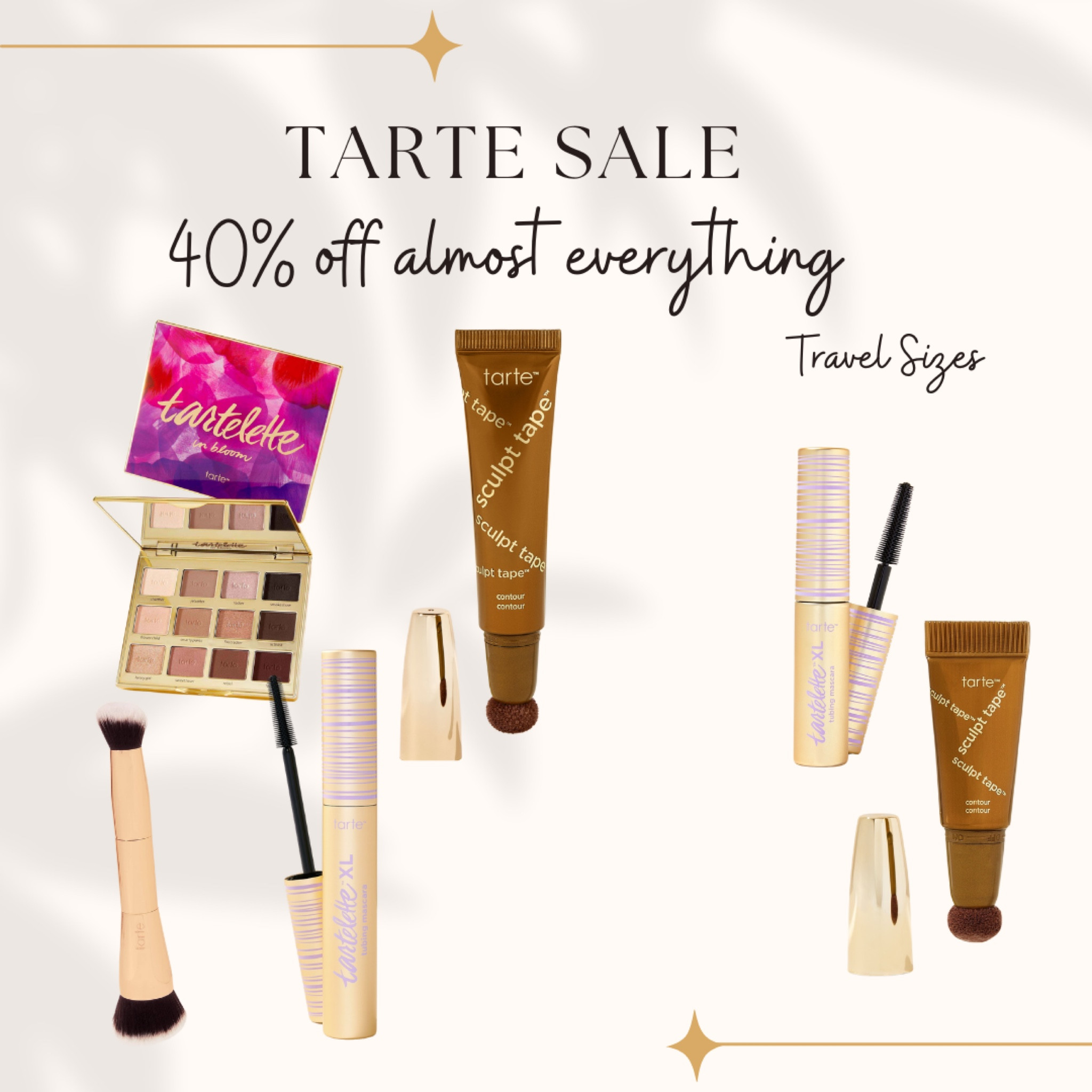 A few faves from the Tarte sale! Use code CYBER for 40% off almost everything. In my cart: my favorite foundation and contour brush, sculpt tape (I wear the shade medium cool bronze) and mascara. I’m getting this eyeshadow palette and some travel size items for my travel makeup bag. 

#LTKBeauty #LTKHoliday #LTKGiftGuide