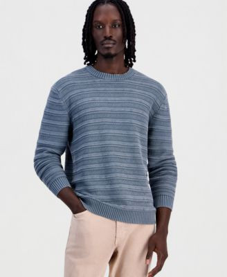 Sun + Stone Men's Acid-Washed Textured Stripe Long-Sleeve Sweater, Macy's Exclusive - Tidebound | Macy's