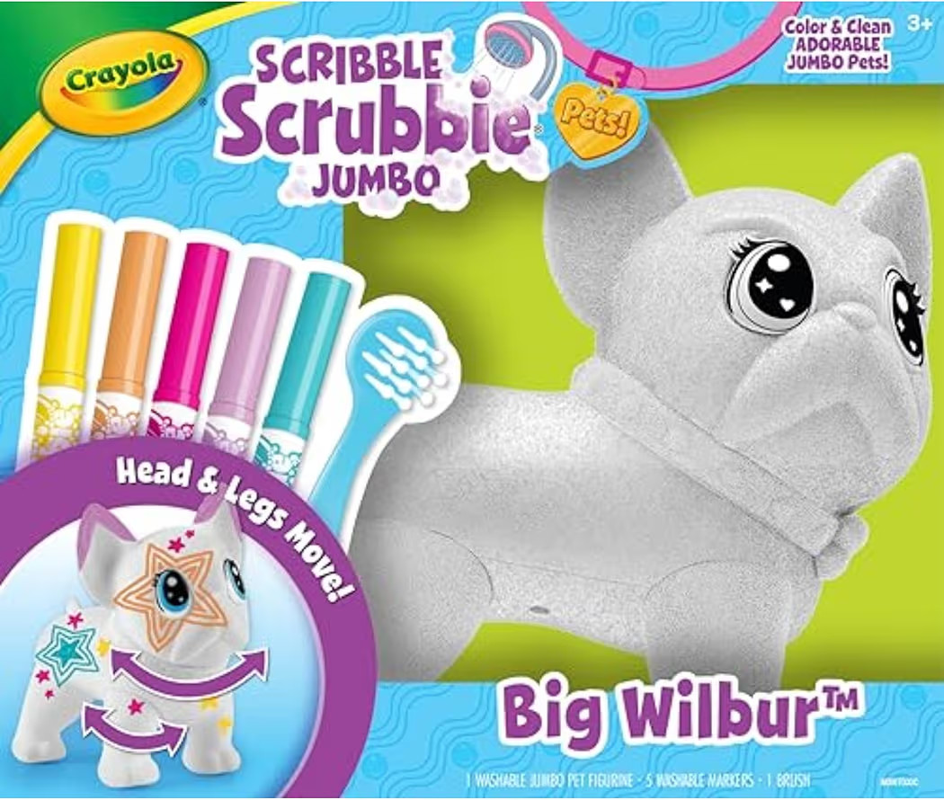 Crayola Scribble Scrubbie Jumbo Pet - Wilbur (6in), Customizable Dog Toy for Kids, Washable Anima... | Amazon (US)