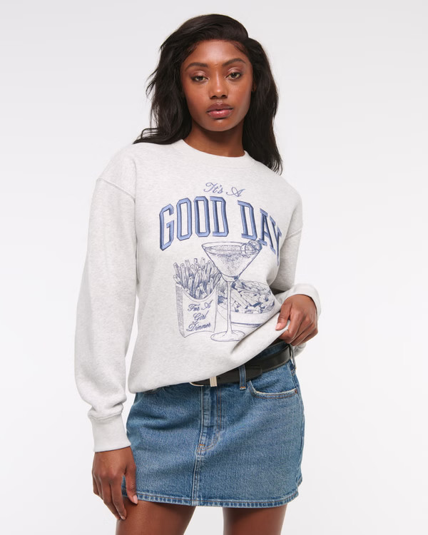 Women's Good Day Graphic Sunday Crew | Women's Tops | Abercrombie.com | Abercrombie & Fitch (US)