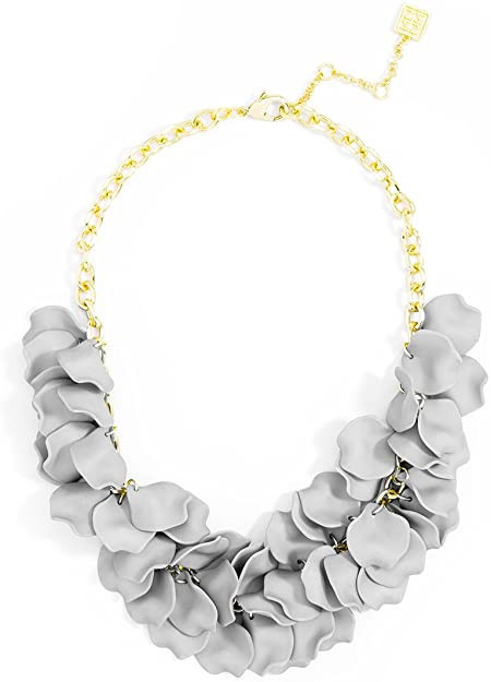 ZENZII Resin Flower Layered Rose Petal Collar Statement Necklace with Gold Chain for Women | Amazon (US)
