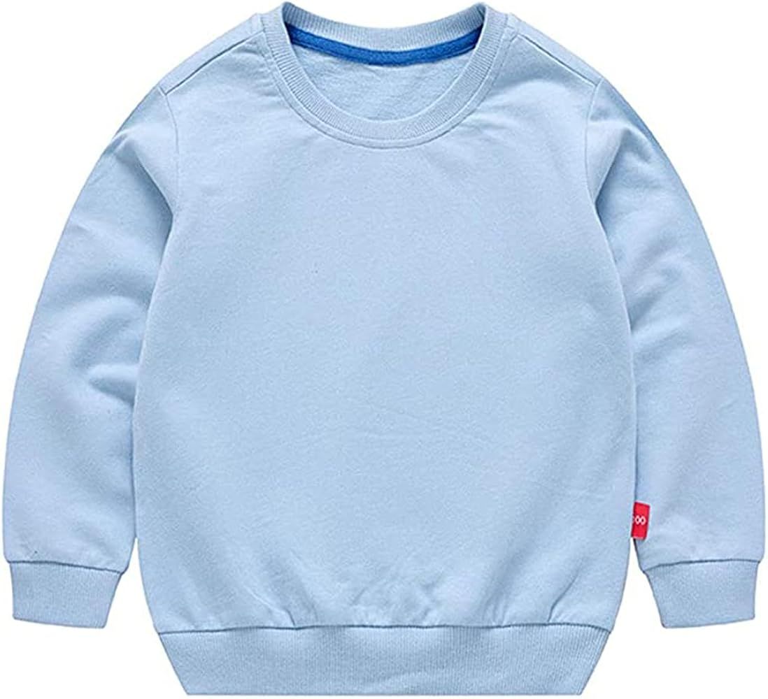 HAXICO Unisex Kids Solid Cotton Thin Pullover Sweatshirt T-Shirt Toddler Baby Crewneck Long Sleeve T | Amazon (US)