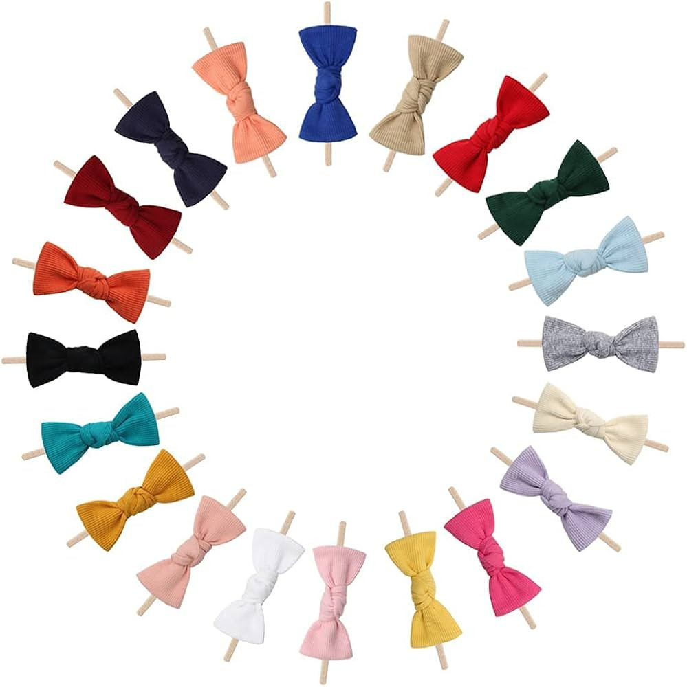 Lanmerry Nylon Baby Headband Hairbands with Tied Bow Stretchy Hairbands and Bows 20 Pack Headwrap... | Amazon (US)