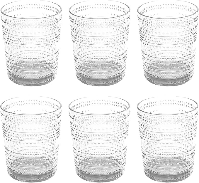 Beaded 15.6 oz Durable Acrylic Double Old Fashioned Drinking Glasses, Shatter-Resistant and Dishw... | Amazon (US)
