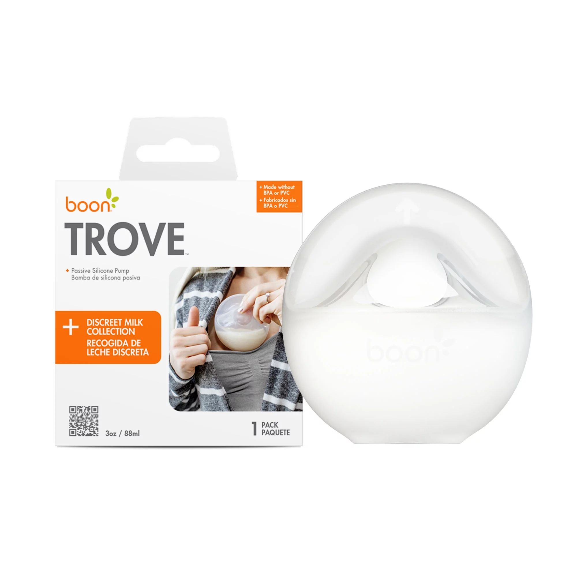 Boon TROVE Silicone Manual Breast Pump-Hands Free-Passive Breast Milk Collector Shell-1 Count, Cl... | Walmart (US)