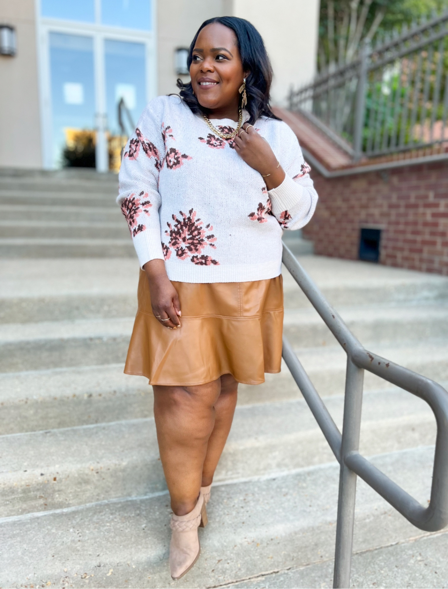 BaubleBar jewelry everyday pieces / faux leather skirt / Target booties / rose Knox sweater 

#LTKworkwear #LTKSeasonal #LTKcurves