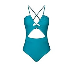 CUPSHE Women's One Piece Swimsuit Plunge Neckline Cutout Criss Cross Bathing Suit | Amazon (US)