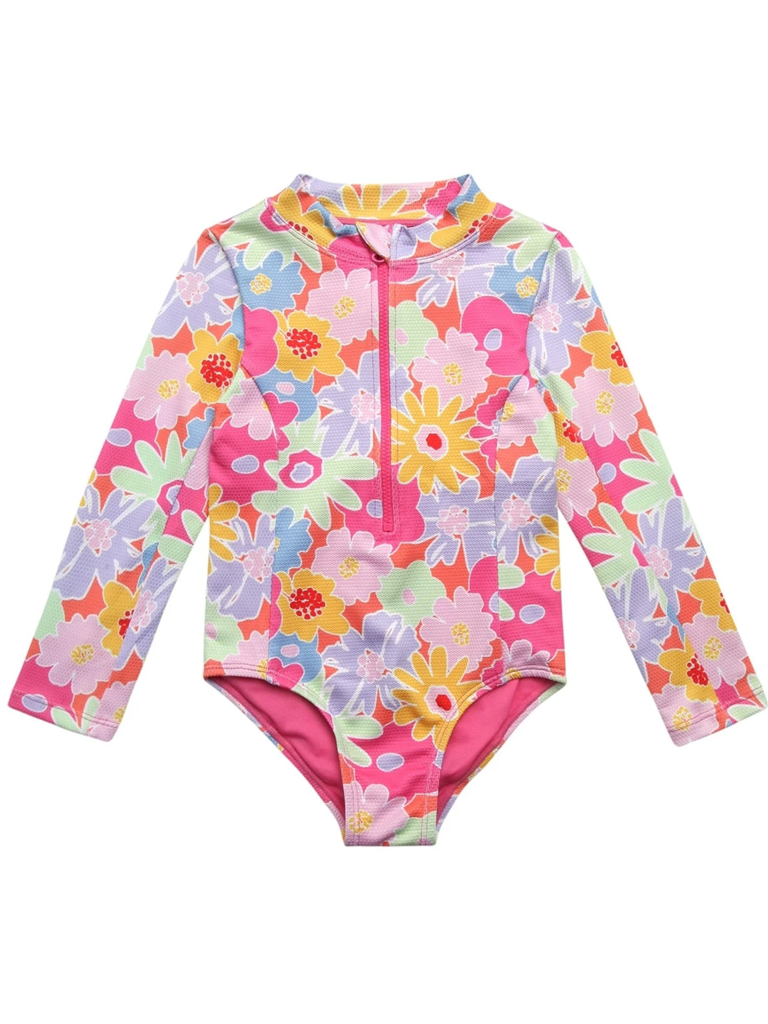 Jessica Simpson Baby and Toddler Girls' Long Sleeve Rashguard Swimsuit, Size 12M - 5T | Walmart (US)