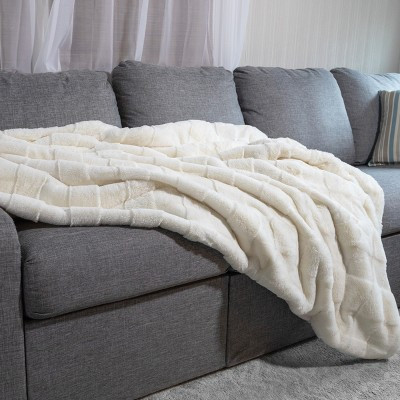 Lavish Home 60x80-Inch Faux Fur Blanket, Cream | Target