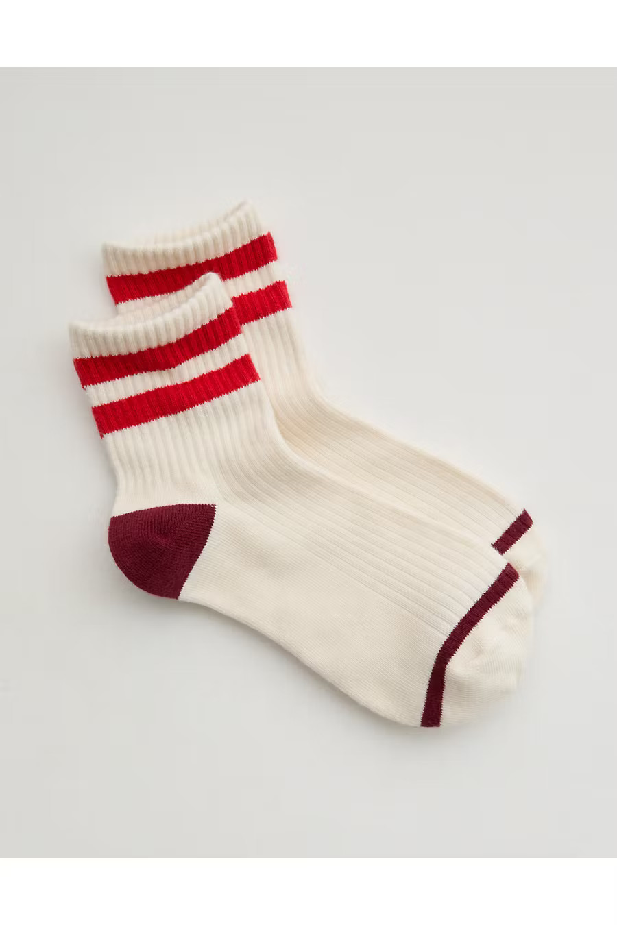Aerie Striped Quarter Socks Women's Bright Red One Size | American Eagle Outfitters (US & CA)