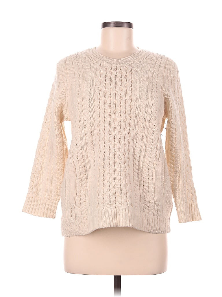 J. Crew Wool Pullover Sweater: Ivory Sweaters & Sweatshirts - Size Medium | ThredUp