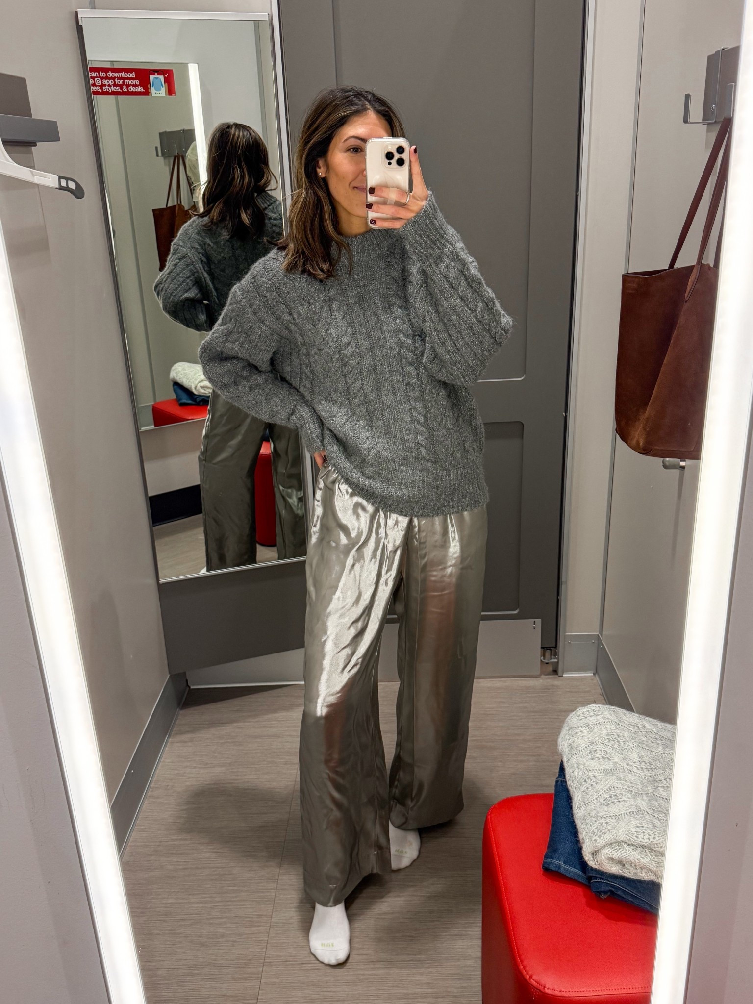 These pants are basically elevated pajama pants and I dig it. Perfect for a comfy at home NYE outfit!? 🤩 (I’m in size M for both) 

#LTKFindsUnder50 #LTKHoliday #LTKTall