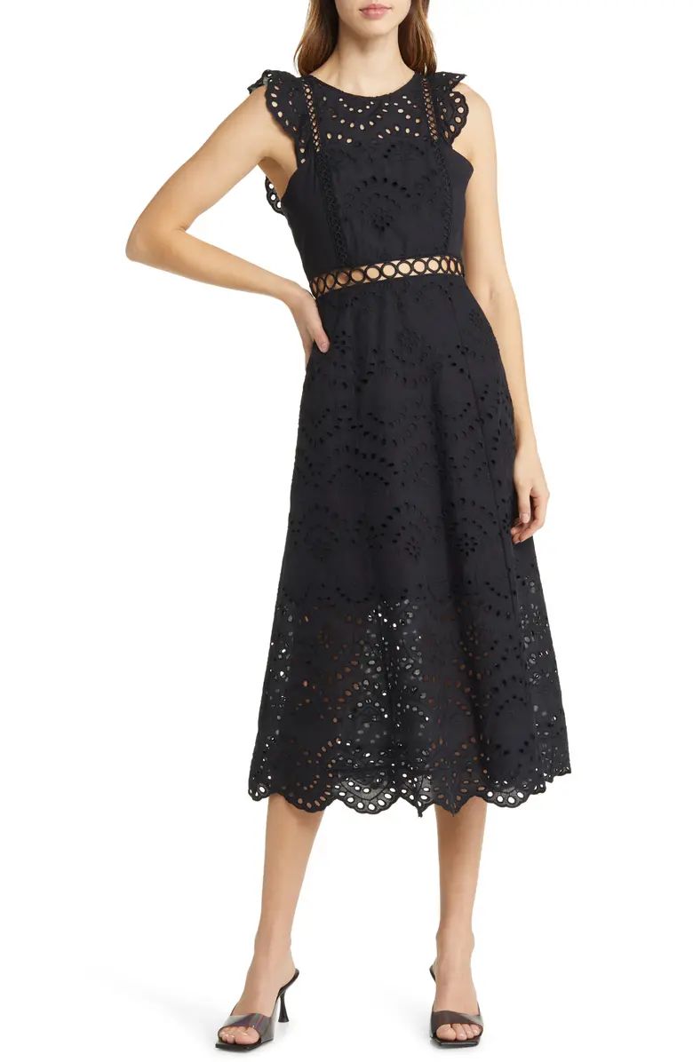 Paisley Eyelet Cotton Midi Dress | Nordstrom