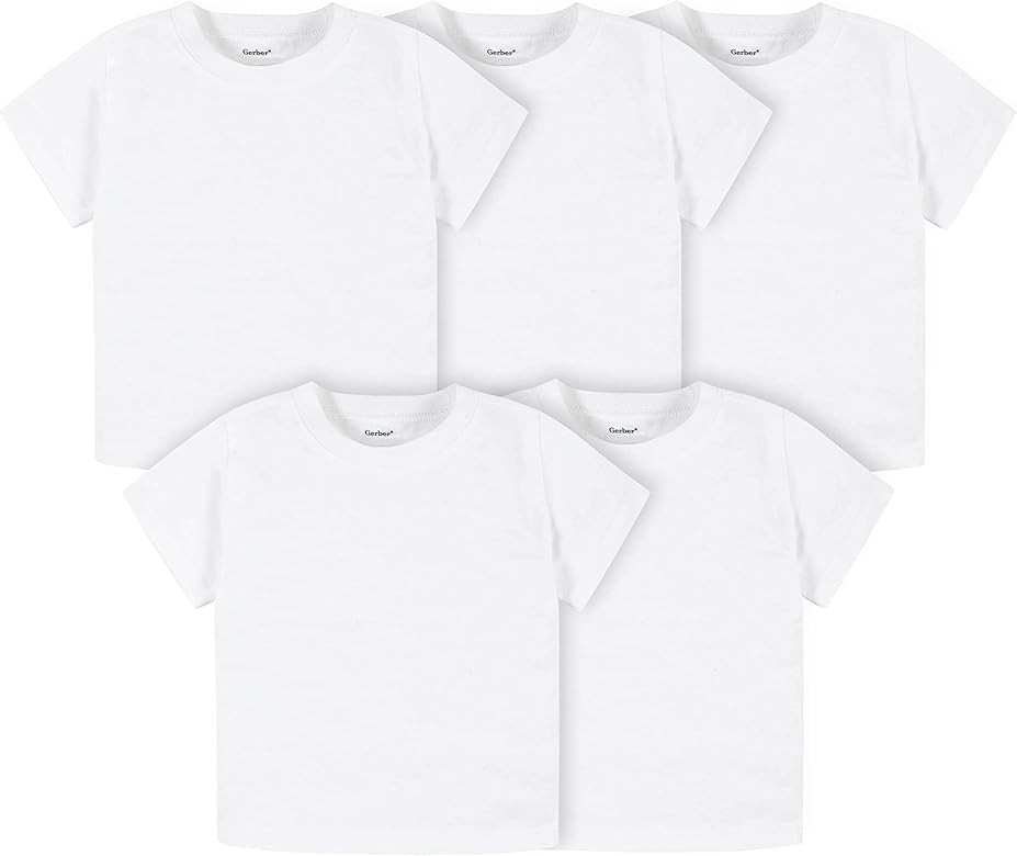 Gerber Baby Toddler 5-Pack Solid Short Sleeve T-Shirts Jersey 160 GSM | Amazon (US)