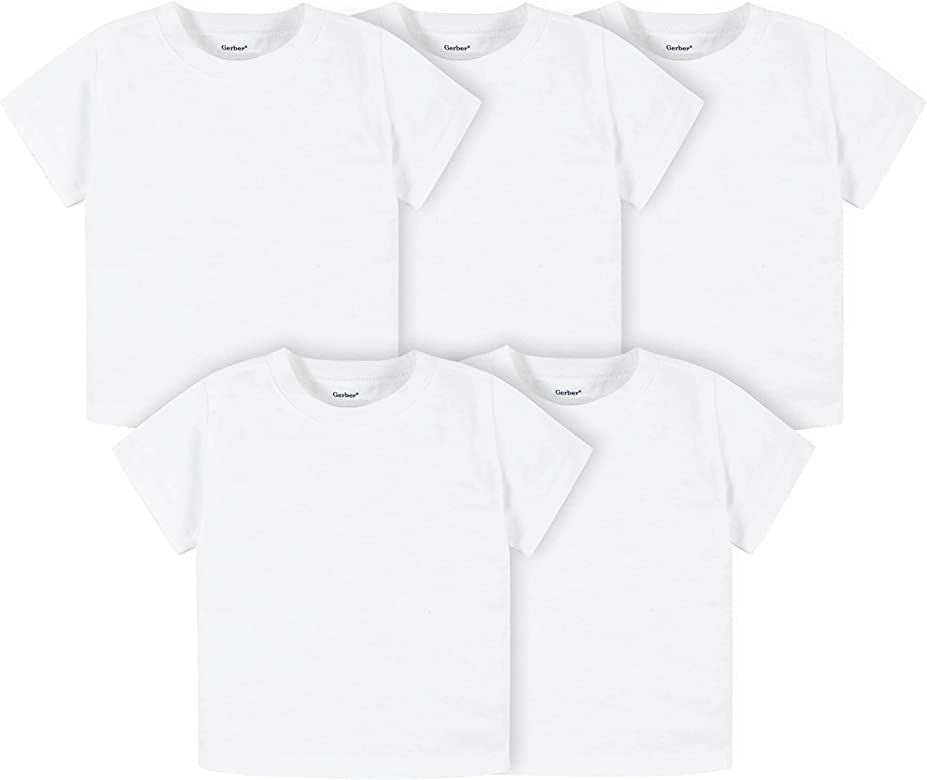 Gerber Baby Toddler 5-Pack Solid Short Sleeve T-Shirts Jersey 160 GSM | Amazon (US)