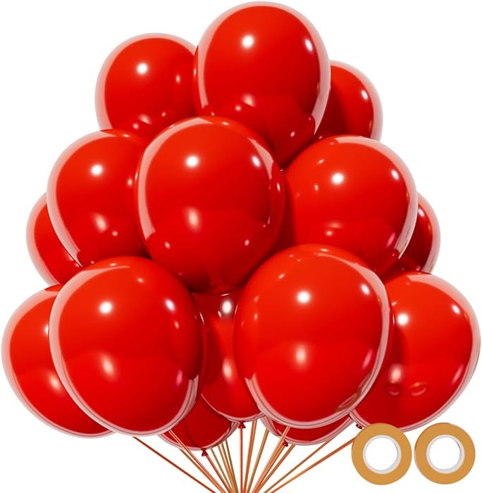 Red Balloon 110pcs, Red Latex Balloons12 inch for Birthday Valentine's Day Wedding(with 2 Ribbons... | Amazon (US)