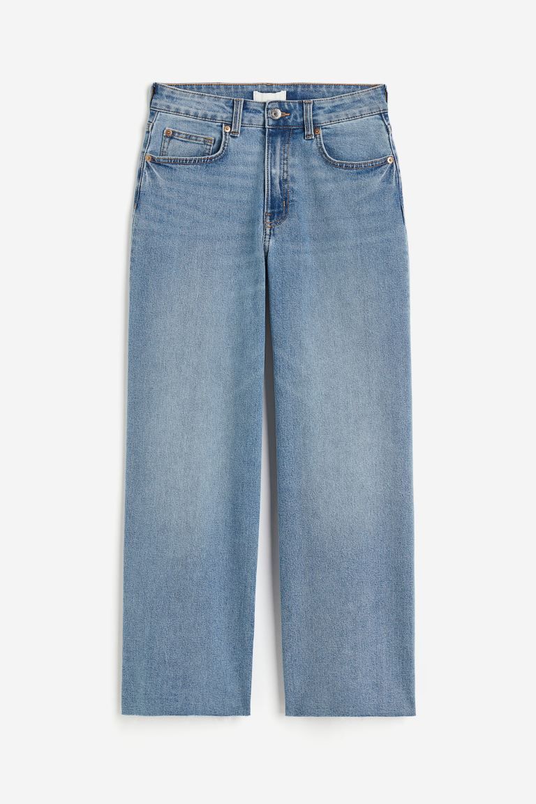 Wide High Ankle Jeans - High waist - Ankle-length - Light denim blue - Ladies | H&M US | H&M (US + CA)