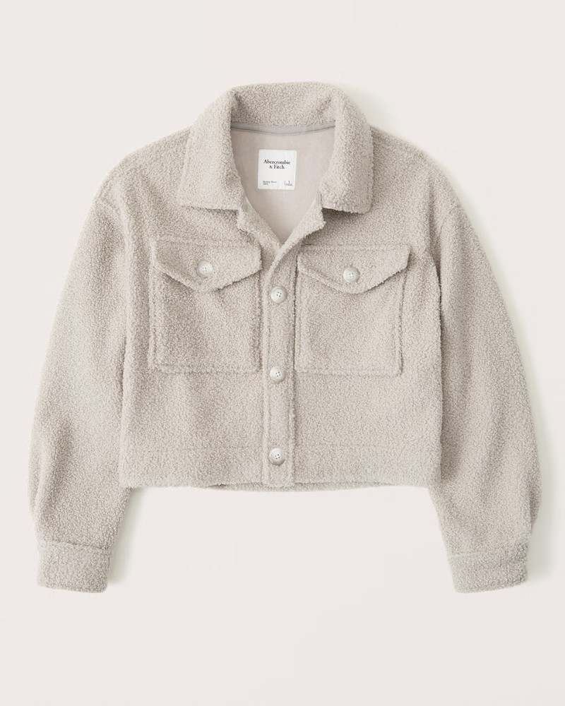 Cropped Sherpa Shirt Jacket | Abercrombie & Fitch (US)