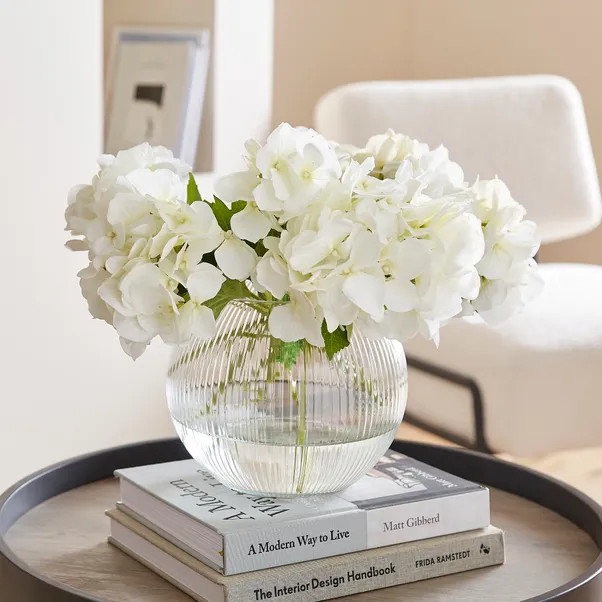 Clear Small Ribbed Glass Fishbowl Vase | Dunelm (migrated)