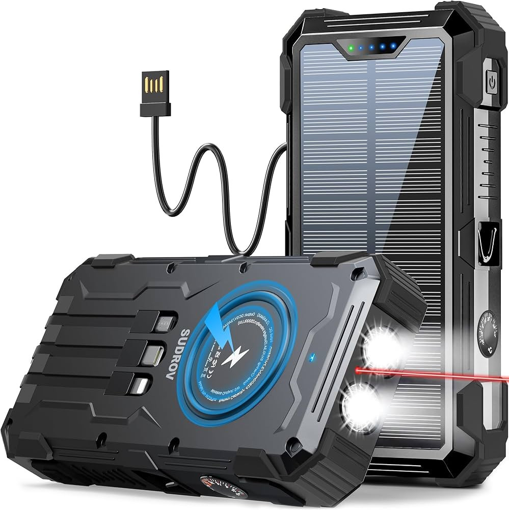 Solar Charger Power Bank, 42,800mAh Wireless Portable Charger with USB-C in/Output, QC3.0 Fast Ch... | Amazon (US)