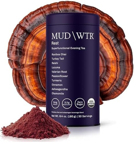 MUD\WTR Rest Evening Mushroom Blend Powder | 2,240mg Adaptogenic Mushroom Tea | Sleep Support, Wi... | Amazon (US)