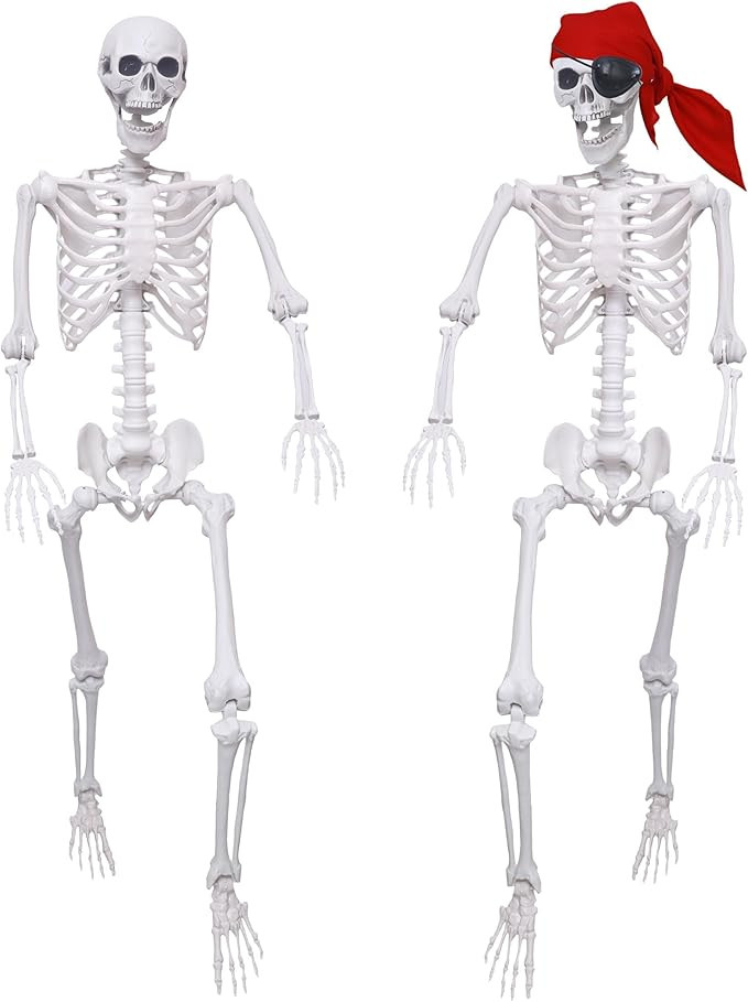 2 Pack 5.4Ft Halloween Skeletons Posable Skeletons Life Size Full Body Bones with Movable Joints ... | Amazon (US)