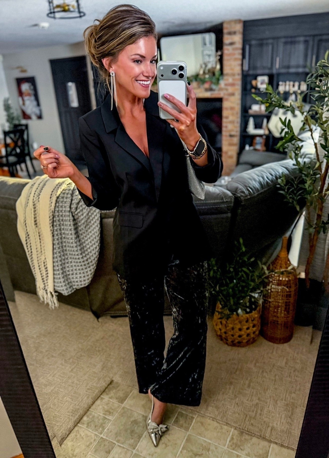 Holiday party outfit idea. These new Target pants feel like pjs 🙌
Blazer/ medium
Pants/ small 
Linked similar heels 

#LTKHoliday #LTKSeasonal