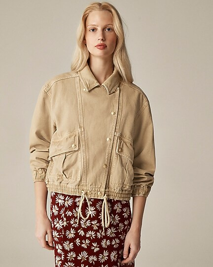 Garment-dyed flight jacket in durable twill | J. Crew US