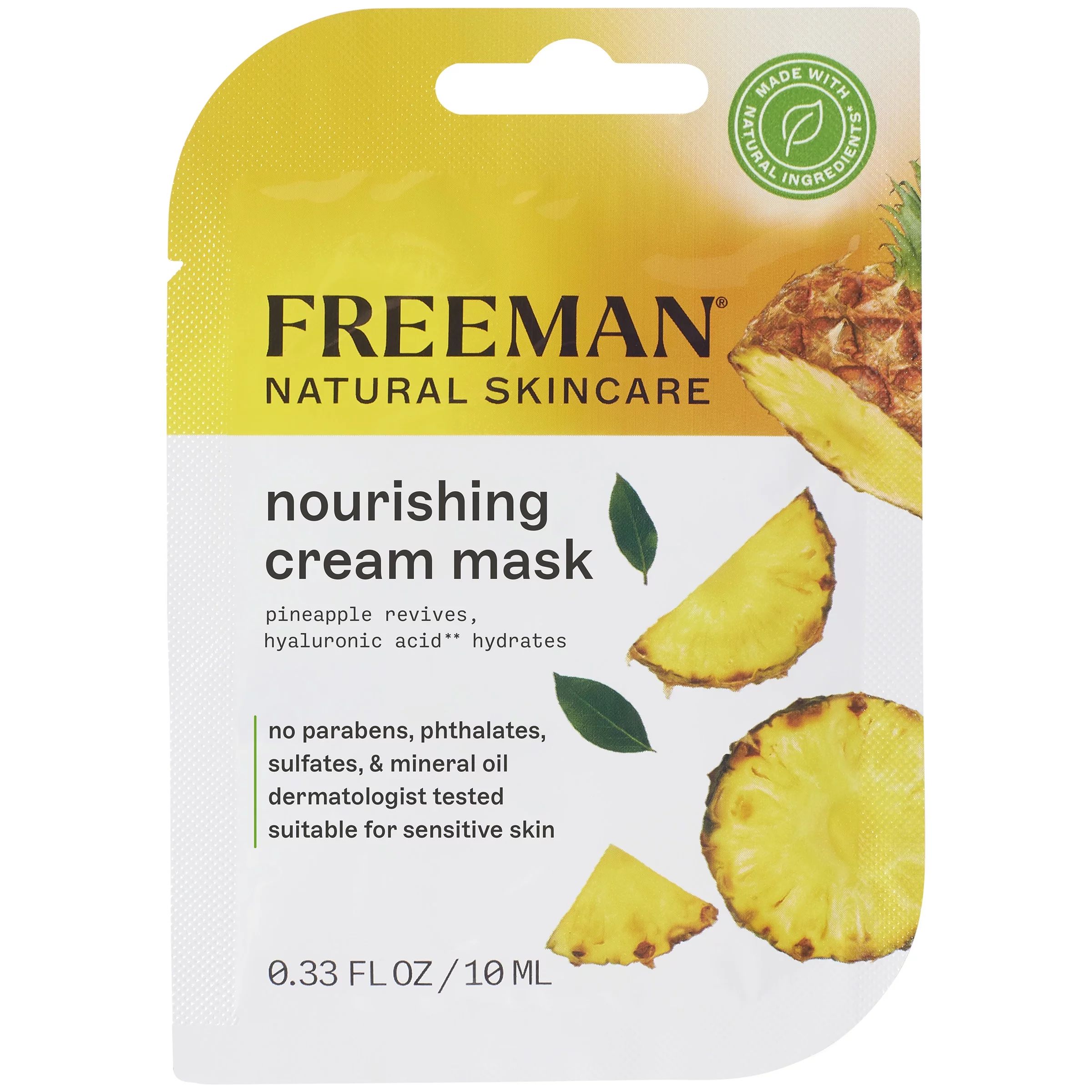 Freeman Natural Pineapple & Hyaluronic Acid Cream Facial Mask - Walmart.com | Walmart (US)