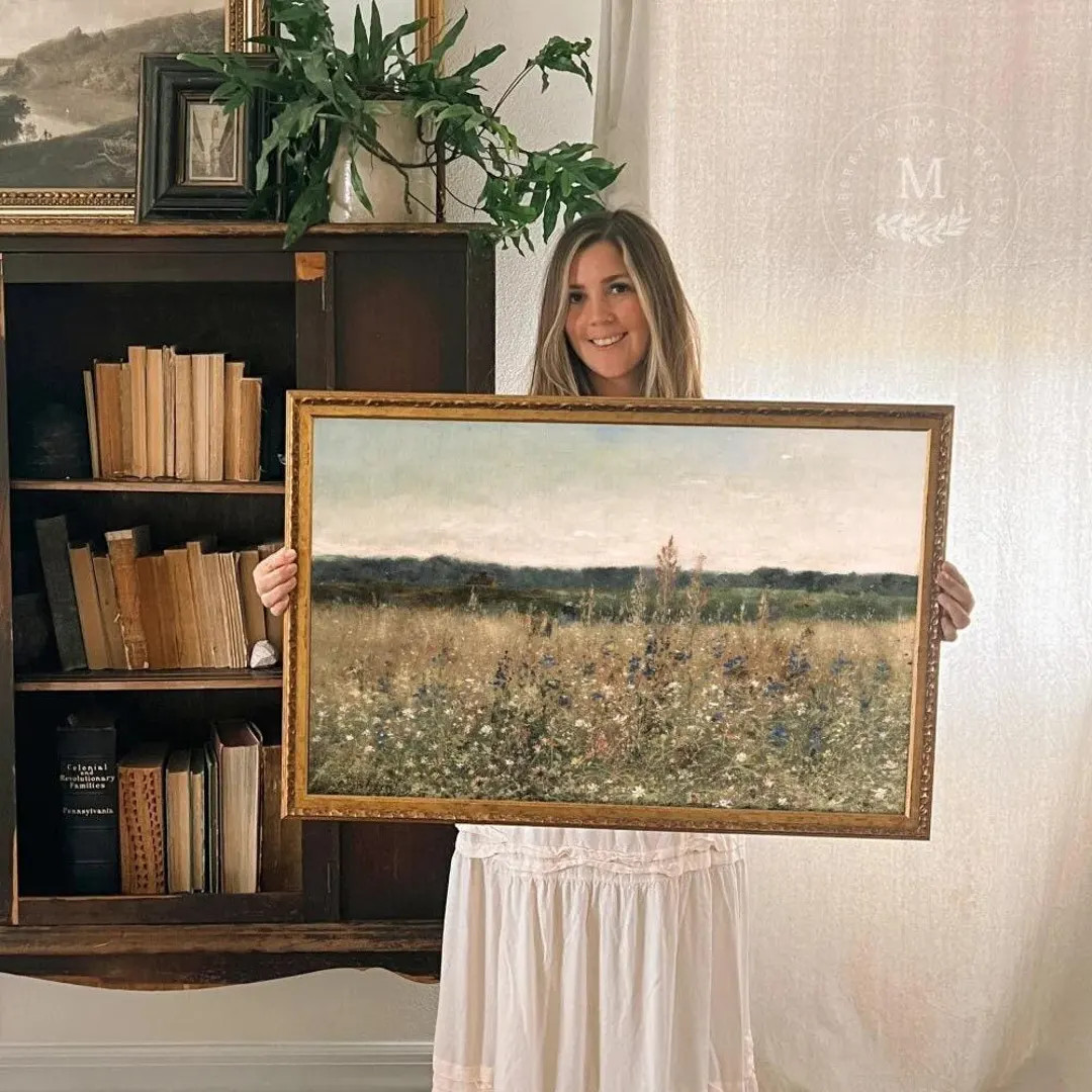Vintage Gold Framed Meadow Painting, Floral Art, Vintage Wall Art, Antique Art, Vintage Art - Ets... | Etsy (US)