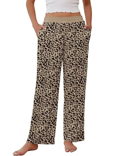 Ekouaer Womens Pajama Pants Soft Comfy Pj Pants for Women Wide Leg Elastic Waist Sleep Bottom with Pockets | Amazon (US)