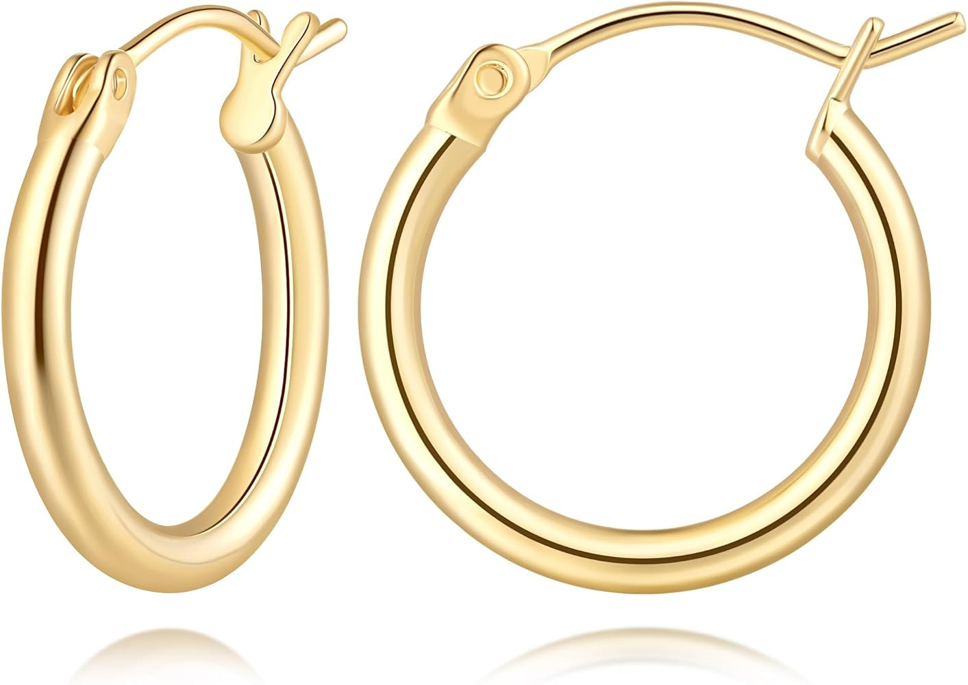 14K Gold Hoop Earrings, Huggie Hoop Earrings for Women, Hypoallergenic Lightweight Small Hoop Ear... | Amazon (US)