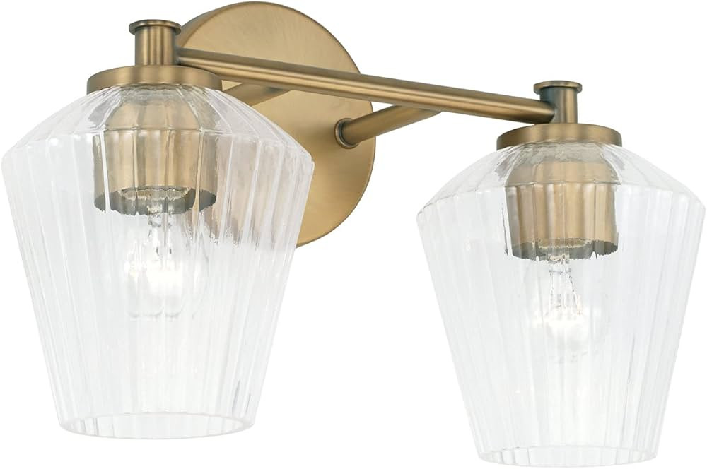 Capital Lighting 141421AD-507 Beau Mid-Century Fluted Glass Bath Vanity Wall Mount, 2-Light 200 T... | Amazon (US)