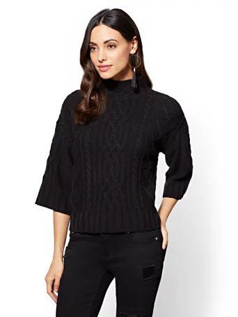 Mock-Neck Cable-Knit Sweater | New York & Company