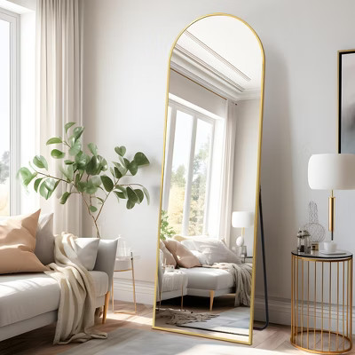 Spassway 21"W*64"H Gold Arched Full Length Mirror with Stand Modern Metal Frame Floor Standing body mirror for Bedroom Living Room Cloakroom | Target