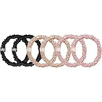 Slip Silk Skinnie Scrunchies in Black, Pink, and Caramel - 100% Pure 22 Momme Mulberry Silk Scrunchi | Amazon (US)