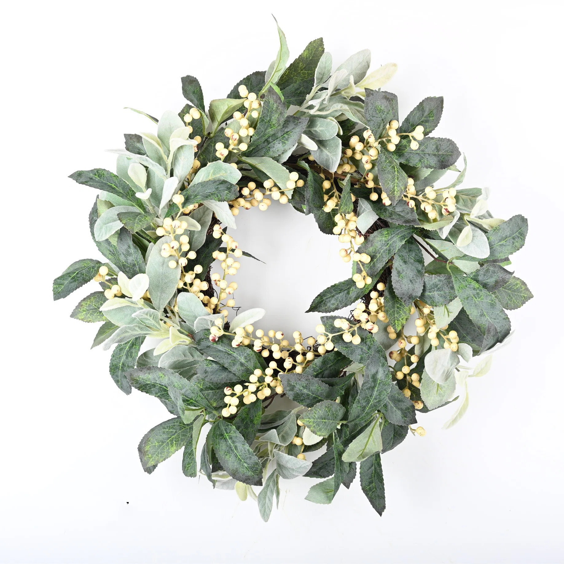 22" Faux Lambs Ear Berry Spring Summer Front Door Wreath | Wayfair North America
