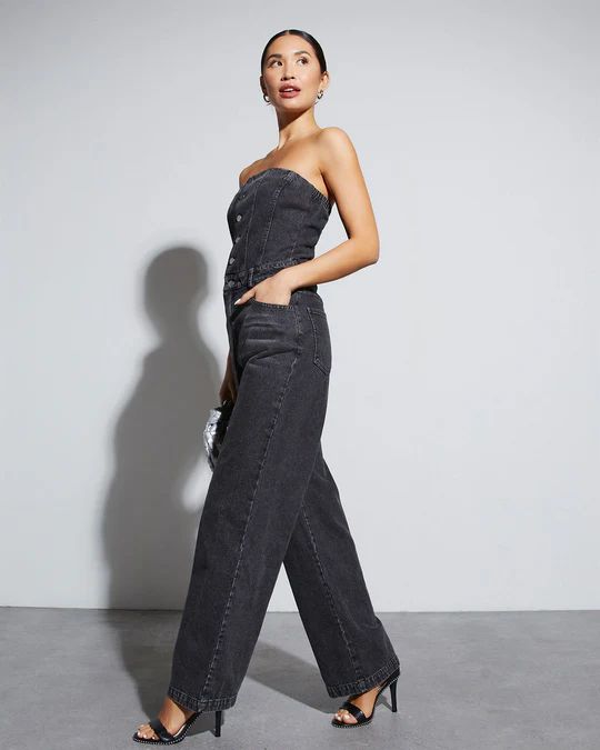 Kirsten Denim Strapless Jumpsuit | VICI Collection