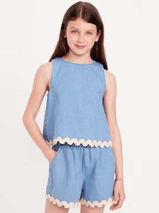 Sleeveless Cross-Back Chambray Top for Girls | Old Navy (US)