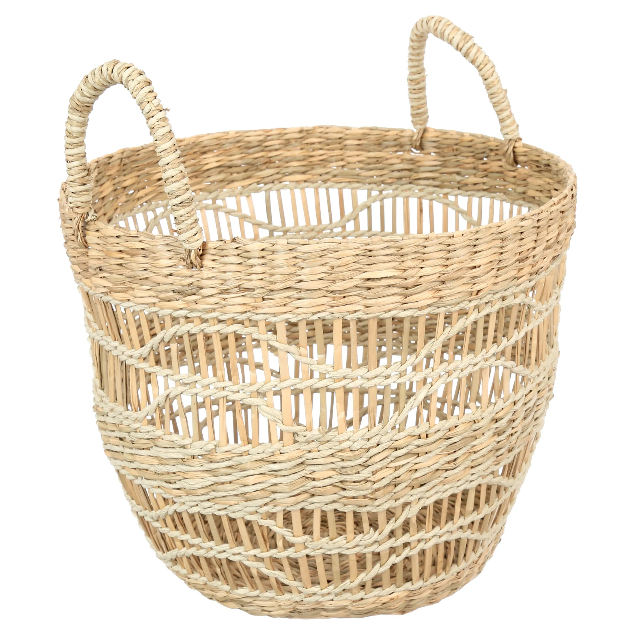 BHG Natural Handwoven Seagrass Basket with Unique Detailing | Walmart (US)