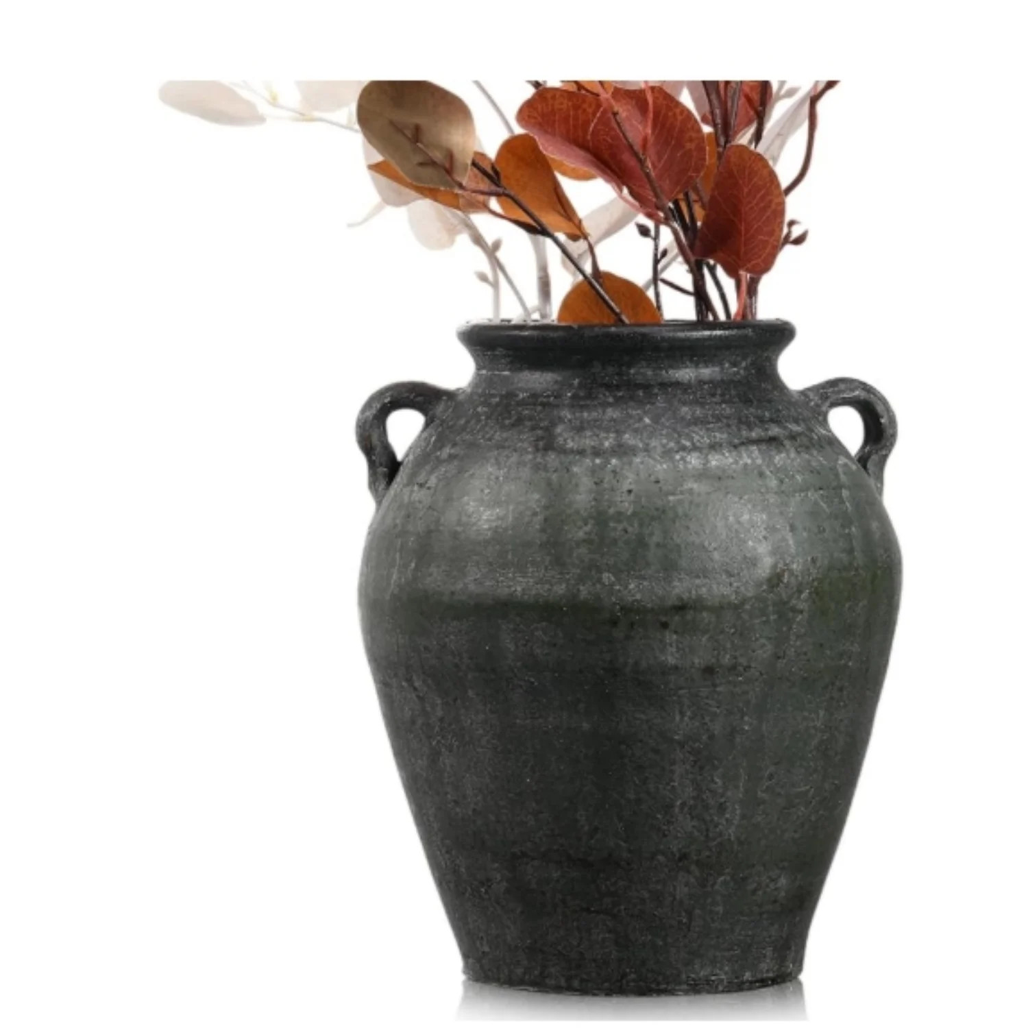 Large Ceramic Vase with 2 Handles 11 Inch Tall Terracotta Rustic Vintage Vase Decorative Pottery ... | Walmart (US)