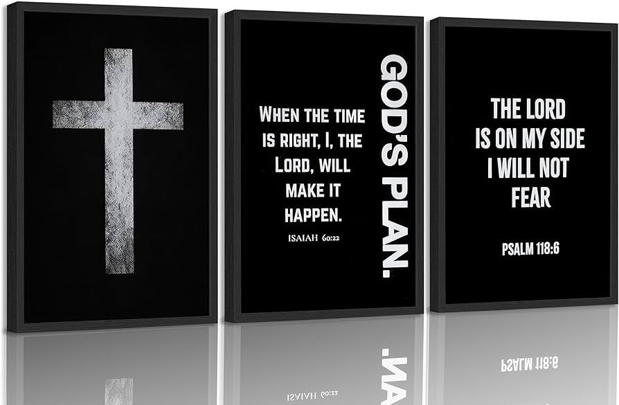 3Pcs Jesus Cross Canvas Wall Art Black and White Scripture Poster Christian Inspirational Paintin... | Amazon (US)