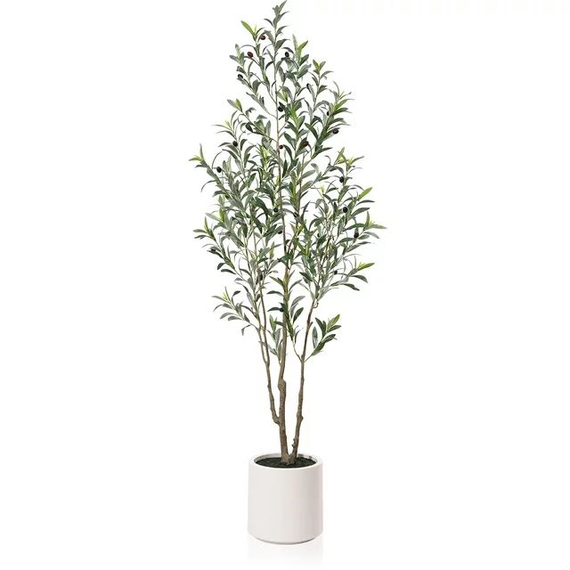 6FT Tall Large Artificial Olive Tree with 10.6 inches White Planter | Walmart (US)