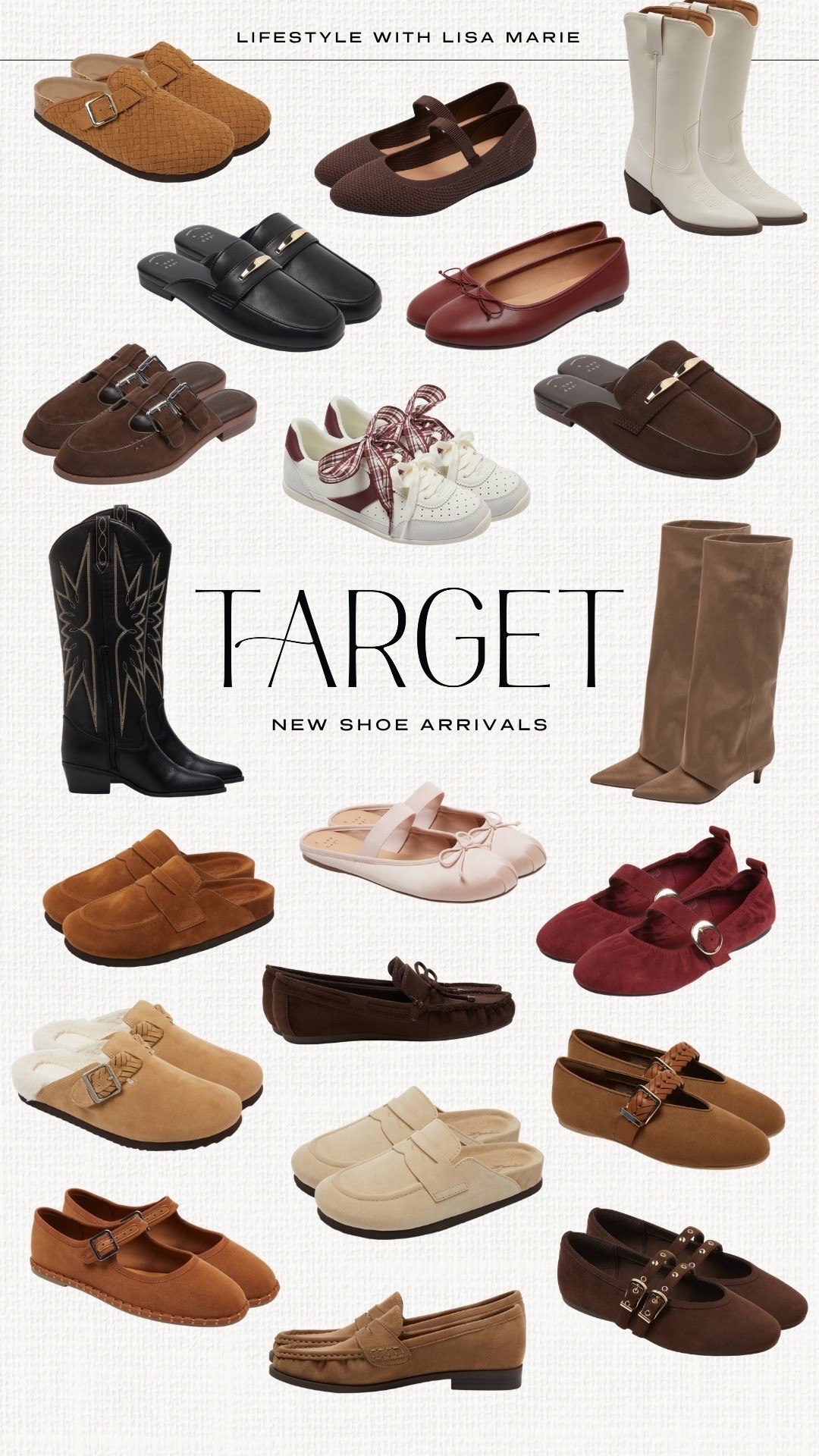 Target new shoe arrivals for fall! Neutral elevated casual shoes. Suede and cowgirl boots. Loafers, ballet flats, mules, slides and slippers. Gameday sneakers. Black, brown, tan and burgundy shoes for fall. Comfortable shoes and slides for traveling.

#LTKmomlife #LTKSeasonal #LTKPetite