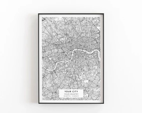 Any City Map, Custom Map, Custom Map Poster, Any City, Any Town, Personalized Map, Large Map, You... | Etsy (US)