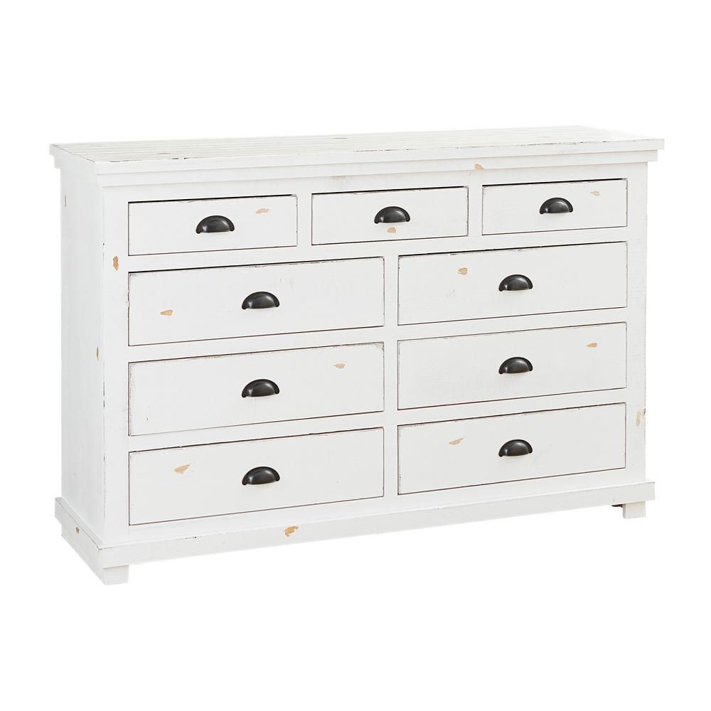 Progressive Furniture Willow 9-Drawer Distressed White Dresser-P610-23 - The Home Depot | The Home Depot