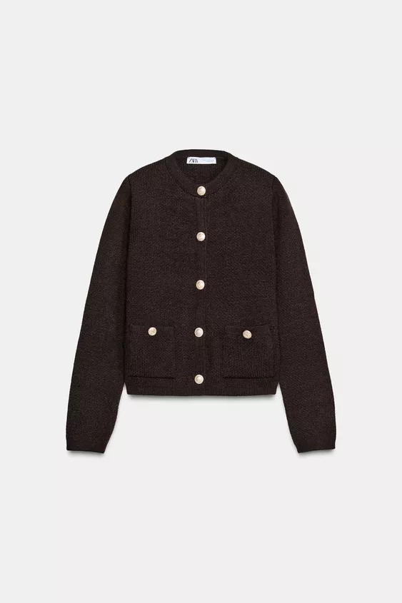 GOLDEN BUTTON KNIT CARDIGAN | Zara US