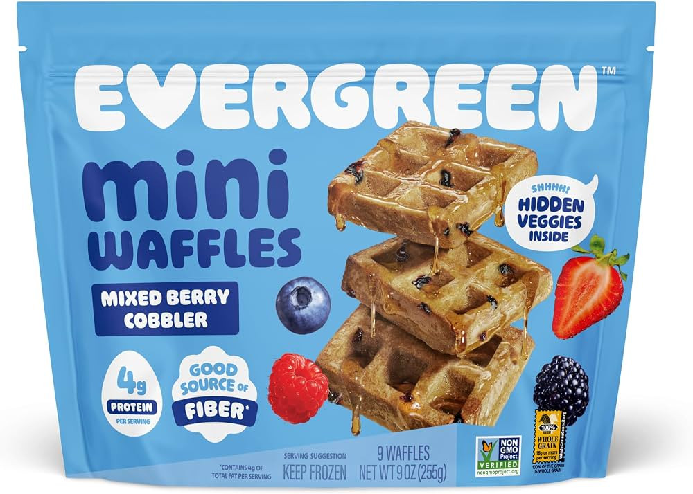Evergreen Mixed Berry Cobbler Waffles, 100% Whole Grain, 1 Full Combined Serving of Fruits & Vegg... | Amazon (US)